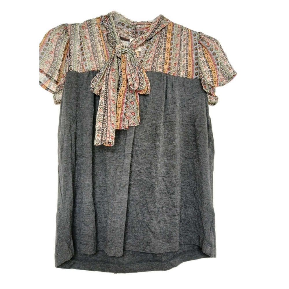 Tiny Anthropologie Joy Tie Neck Blouse Mixed Media Size Small